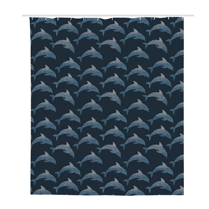 Dolphin Dot Pattern Print Polyester Shower Curtain