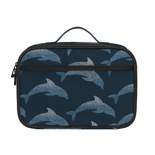 Dolphin Dot Pattern Print Portable Lunch Bag