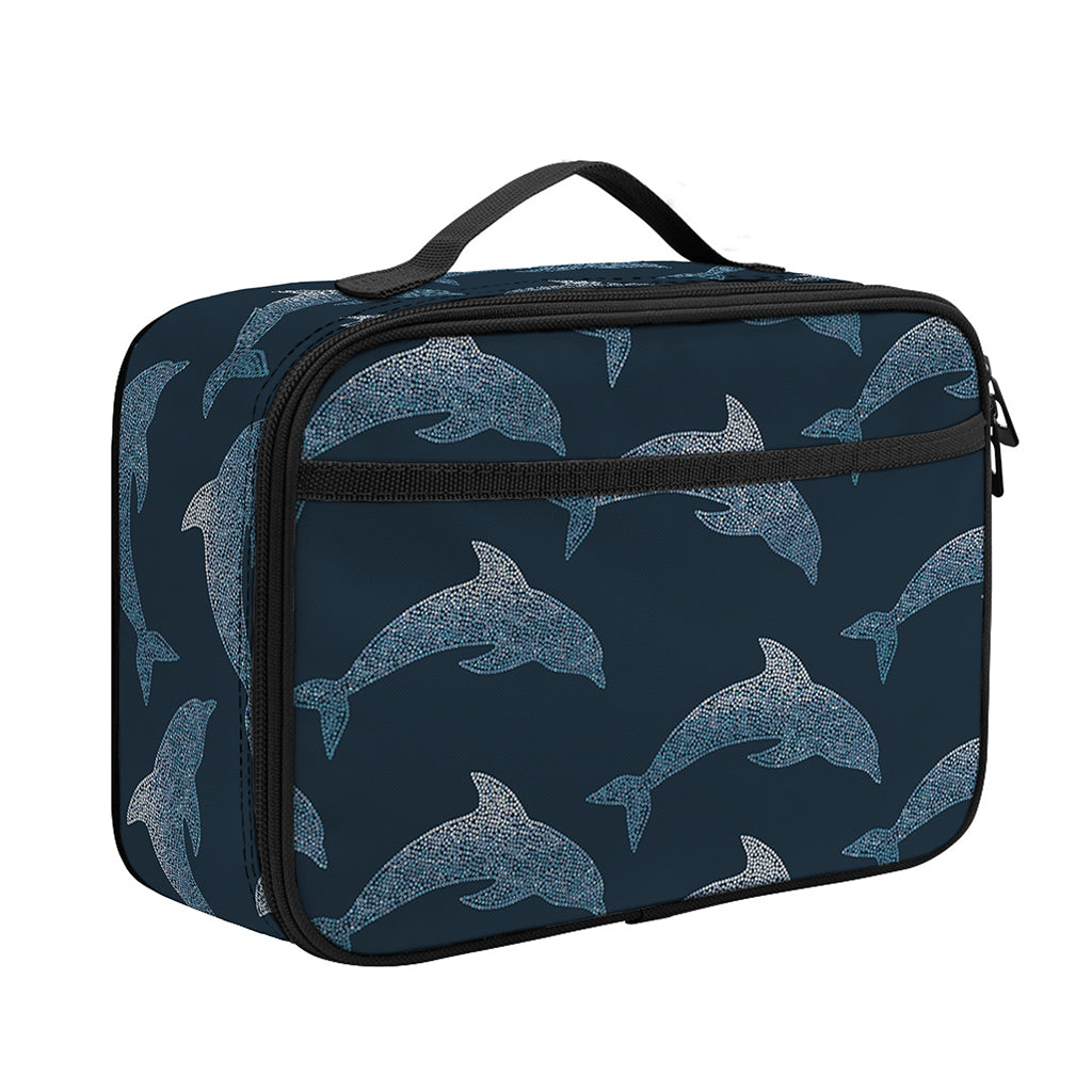 Dolphin Dot Pattern Print Portable Lunch Bag