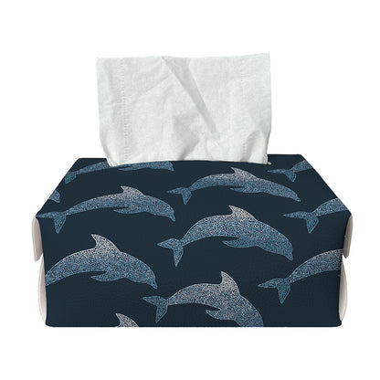 Dolphin Dot Pattern Print Rectangle Tissue Box Cover