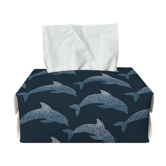 Dolphin Dot Pattern Print Rectangle Tissue Box Cover