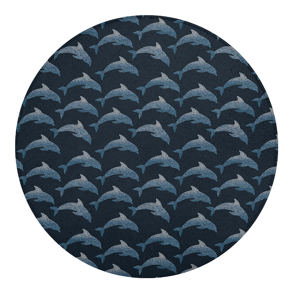 Dolphin Dot Pattern Print Round Blanket