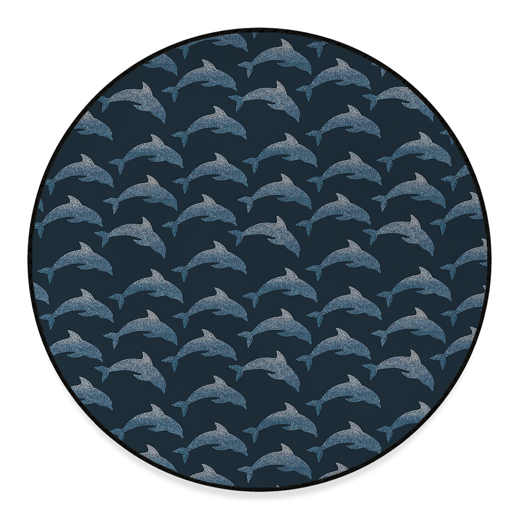 Dolphin Dot Pattern Print Round Floor Mat