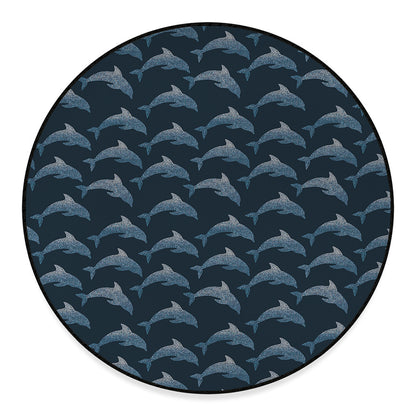 Dolphin Dot Pattern Print Round Floor Mat