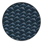 Dolphin Dot Pattern Print Round Floor Mat