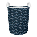 Dolphin Dot Pattern Print Round Laundry Basket