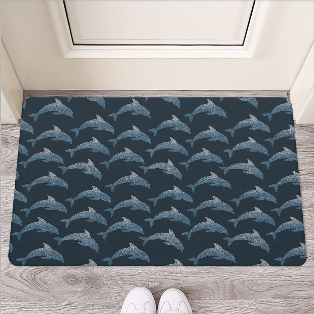 Dolphin Dot Pattern Print Rubber Doormat