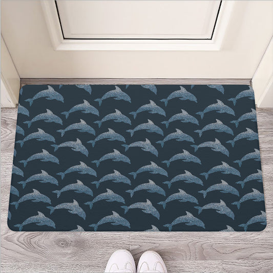 Dolphin Dot Pattern Print Rubber Doormat