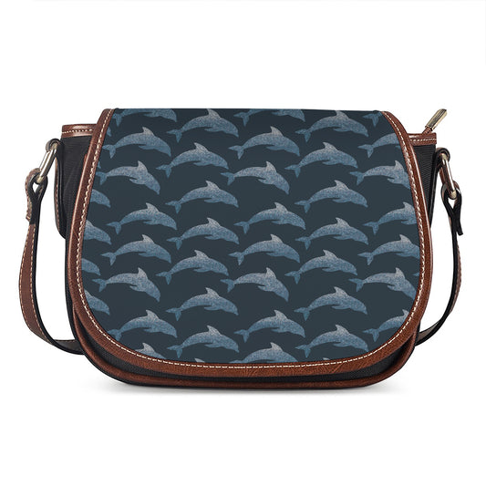 Dolphin Dot Pattern Print Saddle Bag