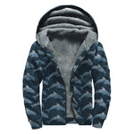 Dolphin Dot Pattern Print Sherpa Lined Zip Up Hoodie