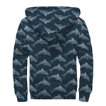 Dolphin Dot Pattern Print Sherpa Lined Zip Up Hoodie