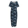 Dolphin Dot Pattern Print Short Sleeve Long Nightdress