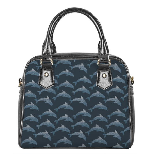 Dolphin Dot Pattern Print Shoulder Handbag