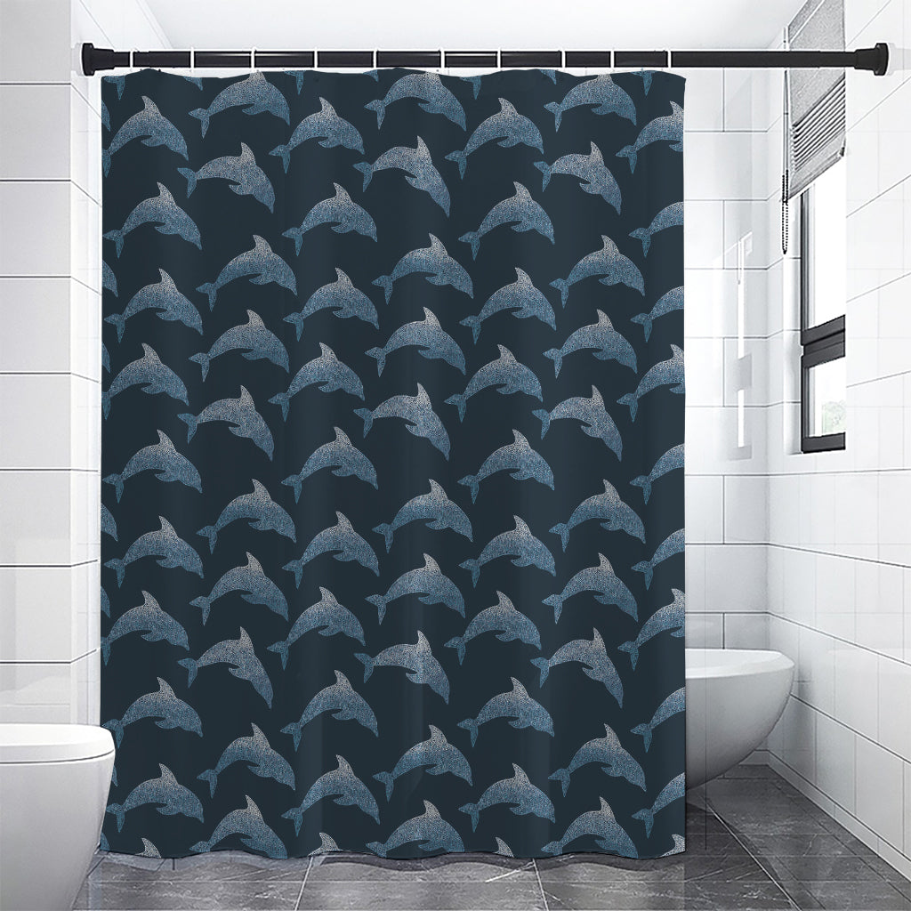 Dolphin Dot Pattern Print Shower Curtain