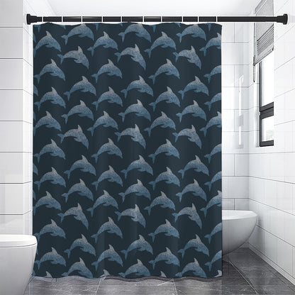 Dolphin Dot Pattern Print Shower Curtain