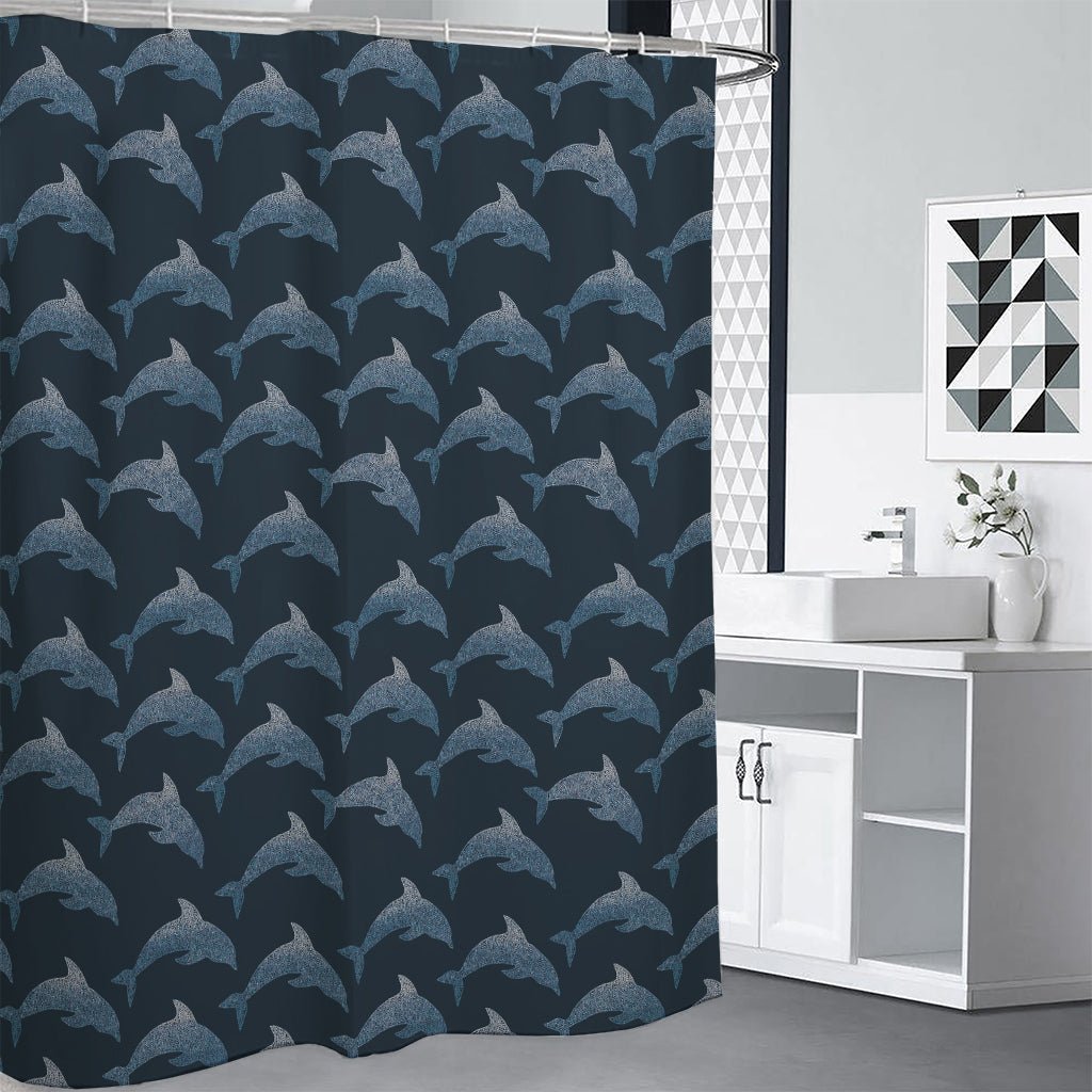Dolphin Dot Pattern Print Shower Curtain