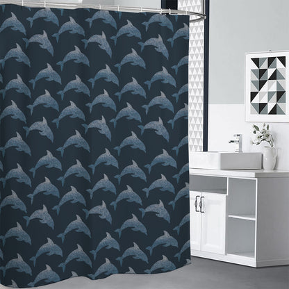 Dolphin Dot Pattern Print Shower Curtain