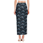 Dolphin Dot Pattern Print Side Slit Maxi Skirt