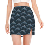 Dolphin Dot Pattern Print Side Slit Mini Skirt