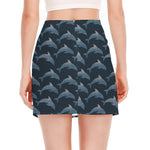 Dolphin Dot Pattern Print Side Slit Mini Skirt