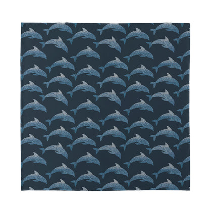Dolphin Dot Pattern Print Silk Bandana