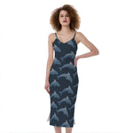 Dolphin Dot Pattern Print Slim Fit Midi Cami Dress