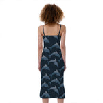 Dolphin Dot Pattern Print Slim Fit Midi Cami Dress