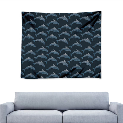 Dolphin Dot Pattern Print Tapestry