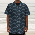 Dolphin Dot Pattern Print Textured Short Sleeve Shirt