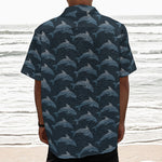Dolphin Dot Pattern Print Textured Short Sleeve Shirt