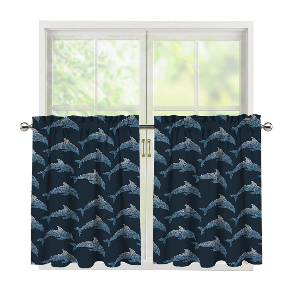 Dolphin Dot Pattern Print Tier Curtains