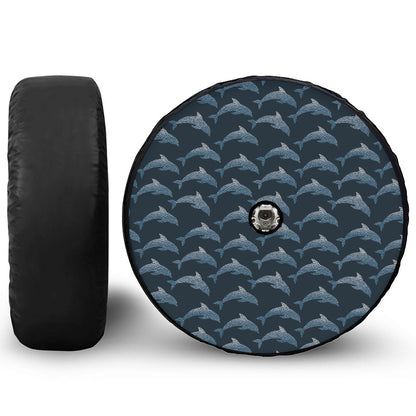 Dolphin Dot Pattern Print Tire Cover With Camera Hole