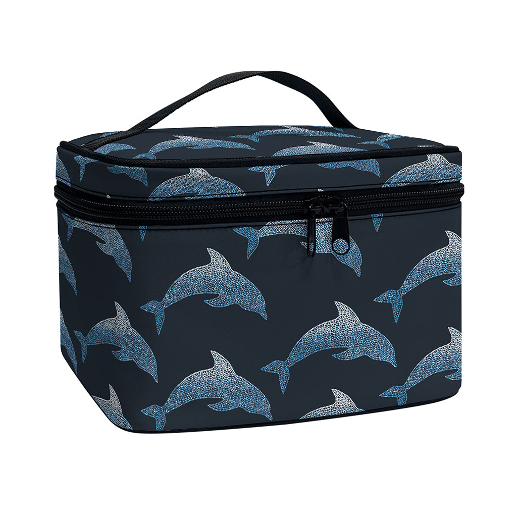 Dolphin Dot Pattern Print Travel Makeup Bag