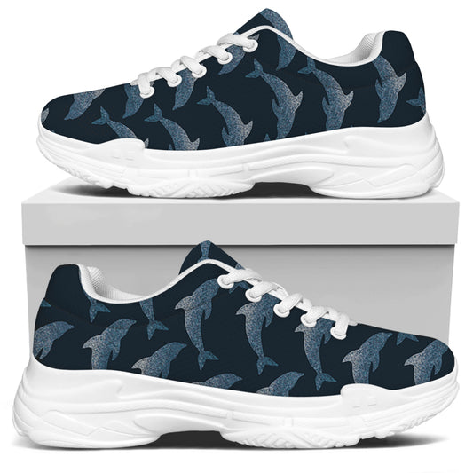 Dolphin Dot Pattern Print White Chunky Shoes