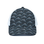 Dolphin Dot Pattern Print White Mesh Trucker Cap