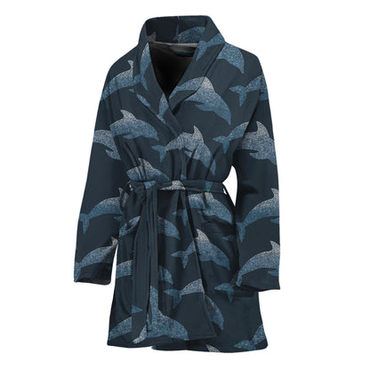 Dolphin Dot Pattern Print Women's Bathrobe