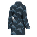Dolphin Dot Pattern Print Women's Bathrobe