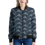Dolphin Dot Pattern Print Women's Bomber Jacket