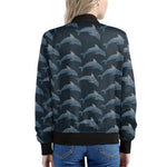 Dolphin Dot Pattern Print Women's Bomber Jacket