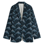 Dolphin Dot Pattern Print Women's Cotton Blazer