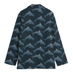 Dolphin Dot Pattern Print Women's Cotton Blazer