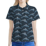 Dolphin Dot Pattern Print Women's Polo Shirt