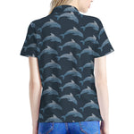 Dolphin Dot Pattern Print Women's Polo Shirt