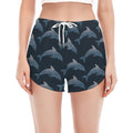 Dolphin Dot Pattern Print Women's Split Running Shorts