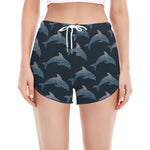 Dolphin Dot Pattern Print Women's Split Running Shorts