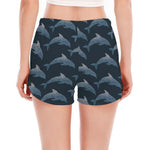Dolphin Dot Pattern Print Women's Split Running Shorts
