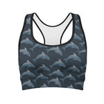 Dolphin Dot Pattern Print Women's Sports Bra