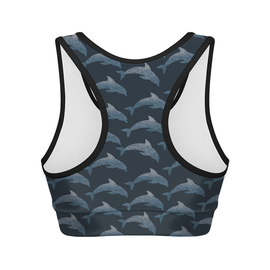 Dolphin Dot Pattern Print Women's Sports Bra