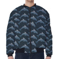 Dolphin Dot Pattern Print Zip Sleeve Bomber Jacket