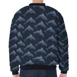 Dolphin Dot Pattern Print Zip Sleeve Bomber Jacket